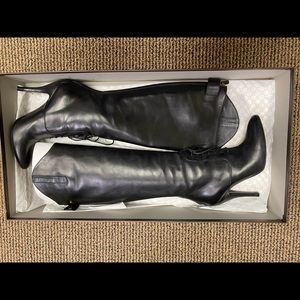 Black Leather Heeled Gucci Boots